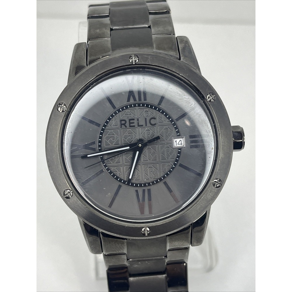 Relic by Fossil Men's Stainless Steel Gray Dial Quartz Watch ZR11998-New Battery